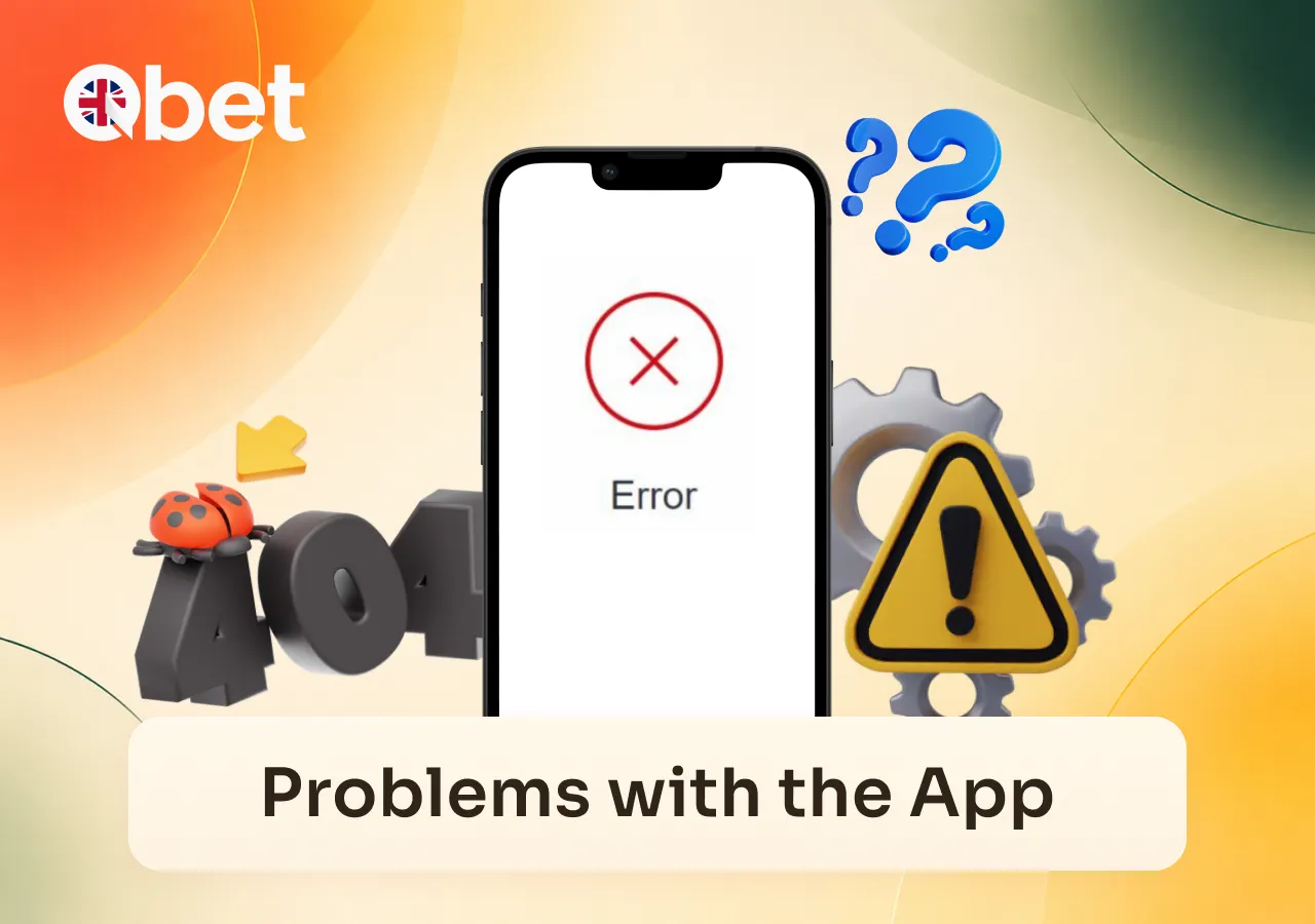 A mobile error screen highlights potential issues when using the casino betting app.